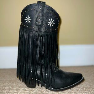 Women’s Black Fringe Cowboy boots size 8M